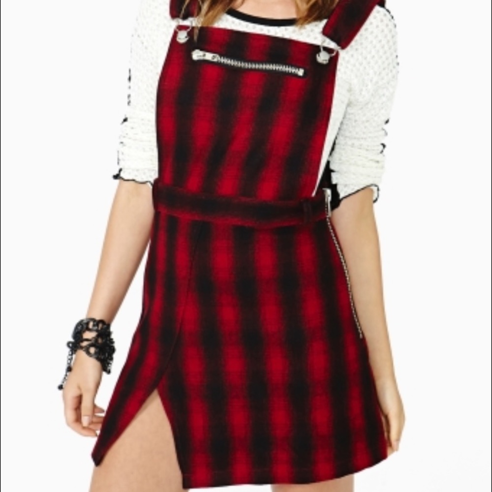 Unif Brixton plaid overall dress